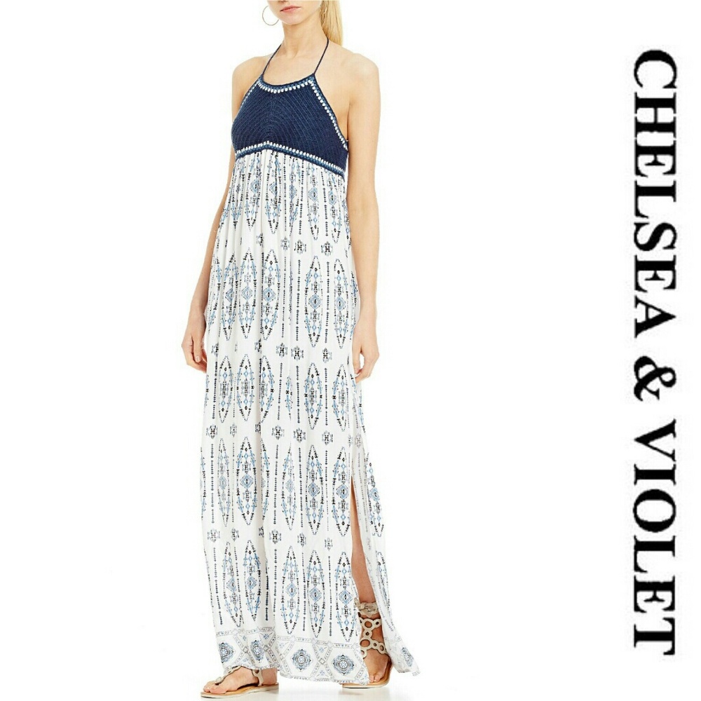 🆕🌱 C&V CHELSEA & VIOLET Crochet Top Printed Maxi